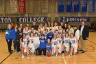 WBBall vs MHC  Wheaton College women's basketball team pose for a group photo with the 1994-95 team on their 25th anniversary of going to the NCAA Final Four. - Photo By: KEITH NORDSTROM : Wheaton, basketball, NCAA Final Four NEWMAC